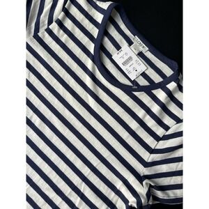 NWT J Crew Blue and White Striped‎ Size XS Midi T-Shirt Dress stretch